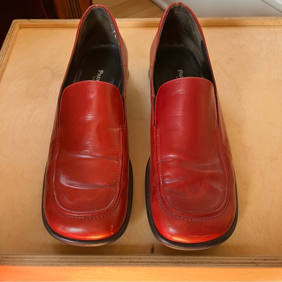 paul green vintage 90s red patent leather square toe loafers - Picture 8 of 12